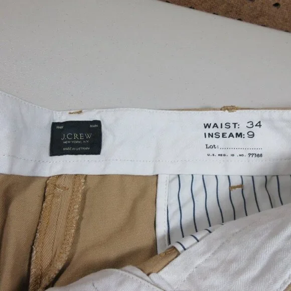 JCrew mens solid khaki raw hem buttonfly chino shorts 34 EUC - Picture 4 of 7
